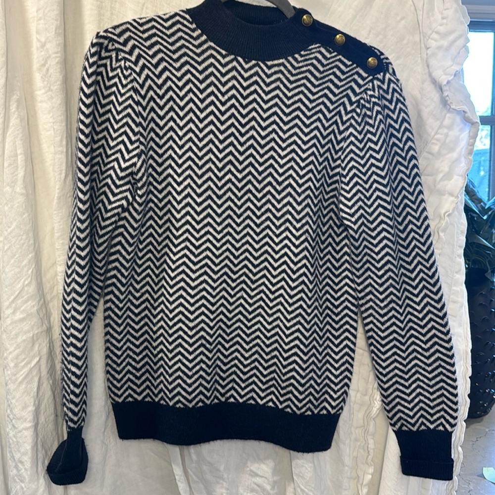 J.Crew Small Herringbone Alpaca Wool Sweater - Picture 1 of 7